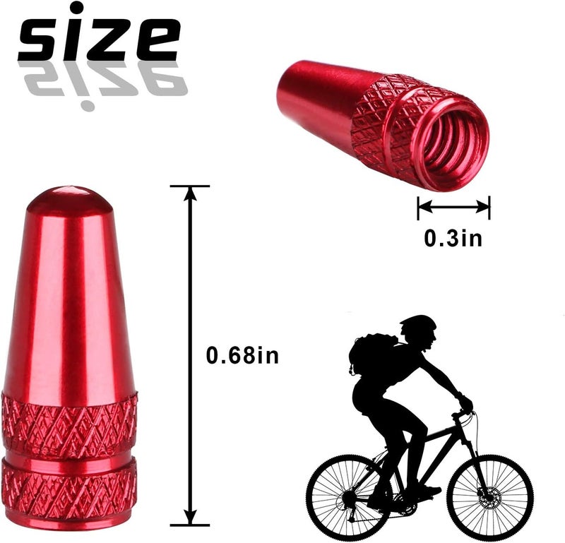 TPMSCENTER Aluminum Presta Valve Stem Caps – Red Tire Air Dust Covers for Bike (4 Pack) – Fit French Valves on Road, MTB, Hybrid, Racing, Fitness, Folding & Fat Bikes - Image 2